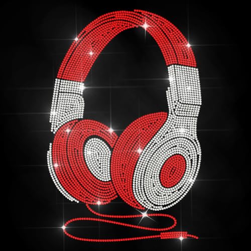 MAYJOYDIY Musik Kopfhörer Strass Aufkleber Zum Aufbügeln Sport Headset Hotfix Transfer Aufkleber Modeartikel Wärmeübertragungs Patch Bling Applikation Für T Shirts Hüte Jacken Kleidersäcke DIY Dekor von MAYJOYDIY