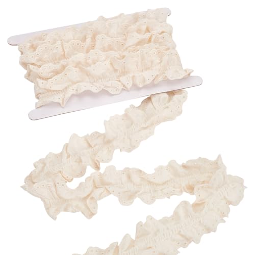 MAYJOYDIY Ösen Spitzenbesatz Aus Baumwolle 2.7 m×50mm Beige Blumenstickerei Plissiertes Spitzenband Gerüscht Geraffte Stickereibesatzung Zum Nähen von Brautkleidern Decken Kissen DIY Dekorationen MAYJOYDIY Ösen Spitzenbesatz Aus Baumwolle 2.7 m×50mm Beige Blumenstickerei Plissiertes Spitzenband Gerüscht Geraffte Stickereibesatzung Zum Nähen von Brautkleidern Decken Kissen DIY Dekorationen von MAYJOYDIY