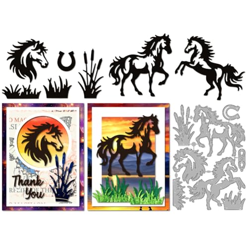 MAYJOYDIY Pferde Schilf Metall Stanzformen Pferdeköpfe Gras Stanzformen Pflanzen Tiere Prägeschablone Karbonstahl Stanzform für Kartenherstellung Scrapbooking Alben MAYJOYDIY Pferde Schilf Metall Stanzformen Pferdeköpfe Gras Stanzformen Pflanzen Tiere Prägeschablone Karbonstahl Stanzform für Kartenherstellung Scrapbooking Alben von MAYJOYDIY