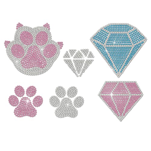 MAYJOYDIY Pfotenabdruck Diamant Strass Zum Aufbuegeln Waermeuebertragung Hund Baerentatze Glitzernde Strass Aufkleber Bunte Katzen Tierpfoten Hotfix Transfer Kleidungsreparatur Applikation von MAYJOYDIY