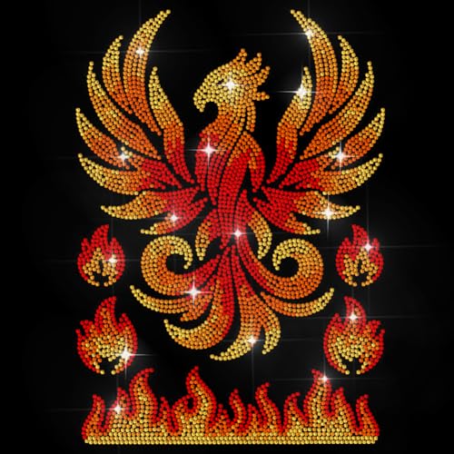 MAYJOYDIY Phönix Flammen Strass Aufbügler Hotfix Transfer Brennendes Feuer Wärmetransfer Aufkleber Fliegender Phönix Bling Applikation Für T Shirt Jacke Taschen Kleidungsstücke DIY Zubehör von MAYJOYDIY