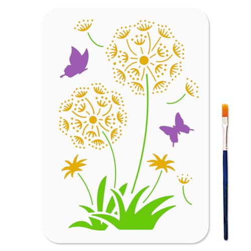 MAYJOYDIY Pusteblumen Schmetterlings Schablone 29.7×21cm Blumenmotiv Wiederverwendbare Kunststoff Schablonen Zum Malen Mit Pinsel Unkraut Blumen A4 Vorlagen Für Holz Wände Fenster Heimwerkerarbeiten MAYJOYDIY Pusteblumen Schmetterlings Schablone 29.7×21cm Blumenmotiv Wiederverwendbare Kunststoff Schablonen Zum Malen Mit Pinsel Unkraut Blumen A4 Vorlagen Für Holz Wände Fenster Heimwerkerarbeiten von MAYJOYDIY