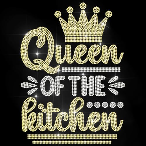 MAYJOYDIY Queen Of The Kitchen Strass Aufkleber Zum Aufbügeln Königskrone Hotfix Transferaufkleber Bling Lady Thema Wärmeübertragungs Patch Für T Shirt Mütze Jacke Kleidersack DIY Dekoration von MAYJOYDIY