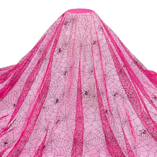 MAYJOYDIY Rosa Spinnennetz-Tüllstoff, 152 cm, Halloween-Netzstoff, mit schwarzem Spinnennetz für Party-Overlay, für DIY-Kleid, Hochzeit, Kopfbedeckung, Vorhang, Heimdekoration MAYJOYDIY Rosa Spinnennetz-Tüllstoff, 152 cm, Halloween-Netzstoff, mit schwarzem Spinnennetz für Party-Overlay, für DIY-Kleid, Hochzeit, Kopfbedeckung, Vorhang, Heimdekoration von MAYJOYDIY