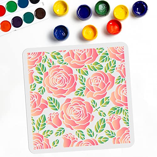 MAYJOYDIY Rosen Blumenschablone Zum Malen 30 x 30 cm Blooming Blumen Malschablone DIY Wiederverwendbar Kunststoffschablone Zum Basteln Malen Auf Holz Leinwand Wänden Möbeln Heimdekoration MAYJOYDIY Rosen Blumenschablone Zum Malen 30 x 30 cm Blooming Blumen Malschablone DIY Wiederverwendbar Kunststoffschablone Zum Basteln Malen Auf Holz Leinwand Wänden Möbeln Heimdekoration von MAYJOYDIY