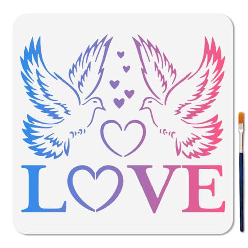 MAYJOYDIY Schablone Taube Und Liebe 30×30cm Turteltauben Mit Herz Malschablone Wiederverwendbare Tauben Zeichenvorlagen Für DIY Scrapbook Fotoalbum Wandfliesen Boden MAYJOYDIY Schablone Taube Und Liebe 30×30cm Turteltauben Mit Herz Malschablone Wiederverwendbare Tauben Zeichenvorlagen Für DIY Scrapbook Fotoalbum Wandfliesen Boden von MAYJOYDIY