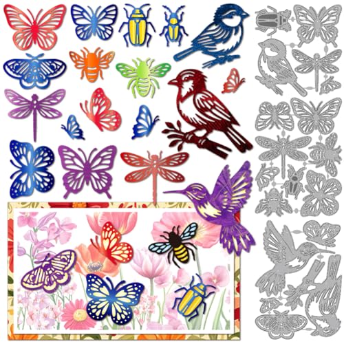 MAYJOYDIY Schmetterlingskäfer Metall Stanzformen Kolibri Libelle Stanzschablone Naturinsekten Prägung Scrapbooking Schnittvorlage Für Karten Scrapbooking Alben Handgemachte Geschenke Dekoration von MAYJOYDIY