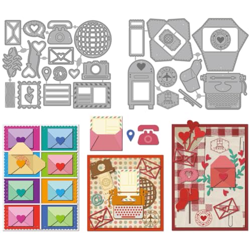 MAYJOYDIY Schreibmaschinen Stanzschablone Frühere Schreibmaschinen Buchstaben Metall Stanzformen Vorlage Mobiltelefone Post Prägung Schablonen Für Kartenherstellung DIY Scrapbooking Album Geschenk von MAYJOYDIY