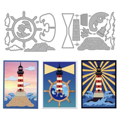 MAYJOYDIY Sea Lighthouse Stanzschablonen, Sommer, Segelruder, Metall-Stanzformen, Ozeanwellen, Felsen, Karbonstahl, Prägeschablonen für Scrapbooking, Basteln, Kartenherstellung, Geburtstagsgeschenk MAYJOYDIY Sea Lighthouse Stanzschablonen, Sommer, Segelruder, Metall-Stanzformen, Ozeanwellen, Felsen, Karbonstahl, Prägeschablonen für Scrapbooking, Basteln, Kartenherstellung, Geburtstagsgeschenk von MAYJOYDIY