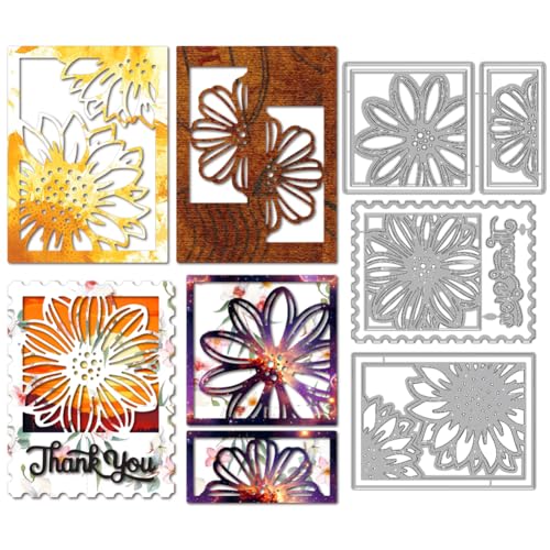 MAYJOYDIY Sonnenblumen-Bilderrahmen-Stanzformen für Kartenherstellung, Blumenstempel, Prägung, Metall-Stanzformen, natürliche Blumen, Papier-Bastelarbeiten, Schablonen für Scrapbooking, Bastelpapier von MAYJOYDIY