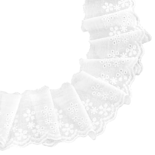 MAYJOYDIY 14.6 m Weißes Baumwoll-Ösen-Spitzenband Mit Blumen Breite 8.6 cm Blumenstickerei Ösen-Nähbesatz Rüschen-Spitzenbesatz Für Kleider Kissen Puppen Haustiere Kleidung Taschen Nähen MAYJOYDIY 14.6 m Weißes Baumwoll-Ösen-Spitzenband Mit Blumen Breite 8.6 cm Blumenstickerei Ösen-Nähbesatz Rüschen-Spitzenbesatz Für Kleider Kissen Puppen Haustiere Kleidung Taschen Nähen von MAYJOYDIY