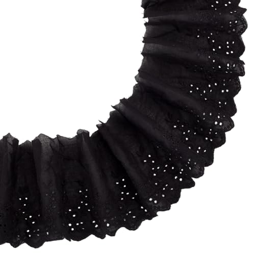 MAYJOYDIY Spitzenbesatz Mit Ösen 4.6m Schwarz 12cm Blumenstickerei Baumwollspitze Gewellter Rand Spitzenband Floraler Rüschen Spitzenbesatz Zum Nähen von Kleidern Kleidung Taschen Geschenkverpackungen MAYJOYDIY Spitzenbesatz Mit Ösen 4.6m Schwarz 12cm Blumenstickerei Baumwollspitze Gewellter Rand Spitzenband Floraler Rüschen Spitzenbesatz Zum Nähen von Kleidern Kleidung Taschen Geschenkverpackungen von MAYJOYDIY