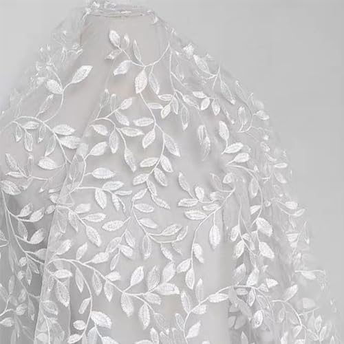 MAYJOYDIY Spitzenstoff im Vintage-Stil mit Blättern, breite weiße Stickerei, Tüll, französisches Nähen, Spitzenbesatz, Stoffe für Bastelarbeiten, Hochzeit, Party, Nähen, Kleider, Vorhänge, MAYJOYDIY Spitzenstoff im Vintage-Stil mit Blättern, breite weiße Stickerei, Tüll, französisches Nähen, Spitzenbesatz, Stoffe für Bastelarbeiten, Hochzeit, Party, Nähen, Kleider, Vorhänge, von MAYJOYDIY