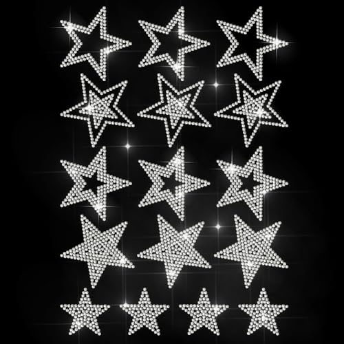 MAYJOYDIY Stern Strass Aufbügler Hotfix Transfer Hohle Und Massive Sterne Wärmeübertragungs Aufkleber Himmel Nacht Strass Hotfix Aufkleber Bling Applikation Für Hemd Tasche Hut Jacke Jeans DIY Basteln von MAYJOYDIY