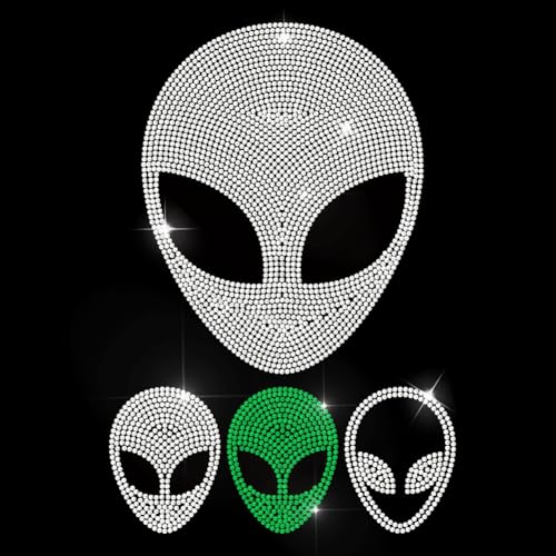 MAYJOYDIY Alien Hotfix Strass Aufbügeln Sci Fi Zukunft Magie Kristall Strass Aufkleber Glitzer Hotfix Transfer Patch Kleidung Reparatur Applikation für T-Shirt Hut Hosen Tasche von MAYJOYDIY