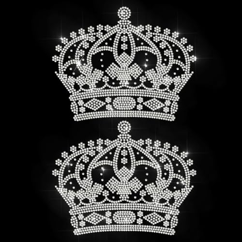 MAYJOYDIY Strass Aufbügler Mit Krone Königliche Majestät Thermotransfer-Aufkleber König Und Königin Hotfix Strass Transfers Smaragd Aufbügler Für Hemden Taschen Hüte Jacken Jeans DIY Bastelarbeiten von MAYJOYDIY