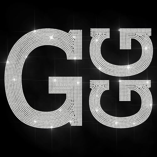 MAYJOYDIY Strass Aufkleber Mit Großem G Zum Aufbügeln Alphabet Buchstabe Hotfix Transferaufkleber Kristall Großes G Wärmeübertragungspatch Für T Shirts Hüte Jacken Kleidersäcke DIY Dekoration von MAYJOYDIY