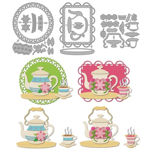 MAYJOYDIY Teekannen-Becher-Set, Metall-Stanzformen, Blumen-Untersetzer, Metall-Stanzformen, Spitzenhintergrund, Prägeschablonen, dekorative Prägepapier-Stanzformen für Kartenherstellung, DIY MAYJOYDIY Teekannen-Becher-Set, Metall-Stanzformen, Blumen-Untersetzer, Metall-Stanzformen, Spitzenhintergrund, Prägeschablonen, dekorative Prägepapier-Stanzformen für Kartenherstellung, DIY von MAYJOYDIY