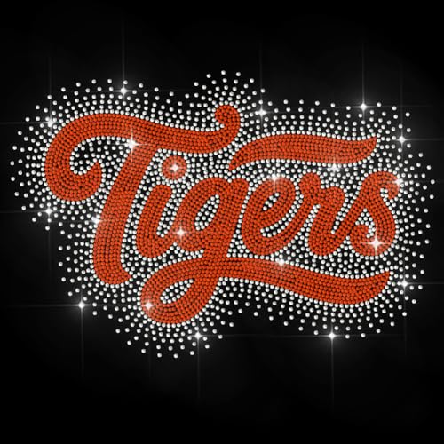 MAYJOYDIY Tiger Text Strass Aufbügler Hotfix Transfer Wildtier Wärmetransfer Aufkleber Modische Tiger Glitzernde Kleidungsdekoration Applikation Für Hemd Tasche Hut Jacke Jeans Schuhe DIY Basteln von MAYJOYDIY