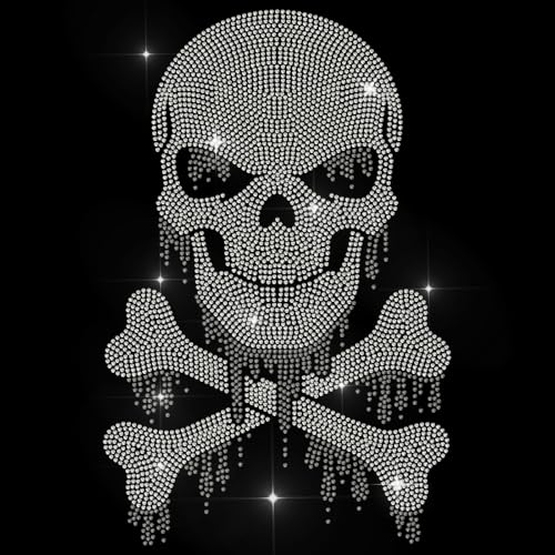 MAYJOYDIY Totenkopf Hotfix Strass Aufbügeln Tropfendes Design Kristall Strass Aufkleber Glitzer Hotfix Transfer Patch Kleidung Reparatur Applikation für T-Shirt Hut Hosen Tasche von MAYJOYDIY