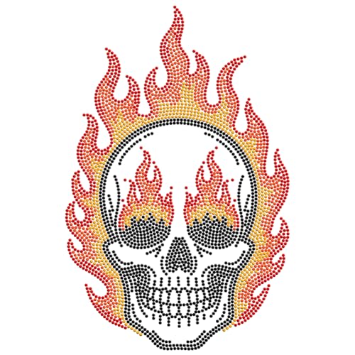 MAYJOYDIY Totenkopf mit Flammenmuster, Strass, zum Aufbügeln, Hotfix, Transfer-Aufkleber, Feuerskelett, Bling, DIY, Reparatur, Applikation, T-Shirt, Weste, Schuhe, Hut, Jacke, Dekoration, Kleidung MAYJOYDIY Totenkopf mit Flammenmuster, Strass, zum Aufbügeln, Hotfix, Transfer-Aufkleber, Feuerskelett, Bling, DIY, Reparatur, Applikation, T-Shirt, Weste, Schuhe, Hut, Jacke, Dekoration, Kleidung von MAYJOYDIY