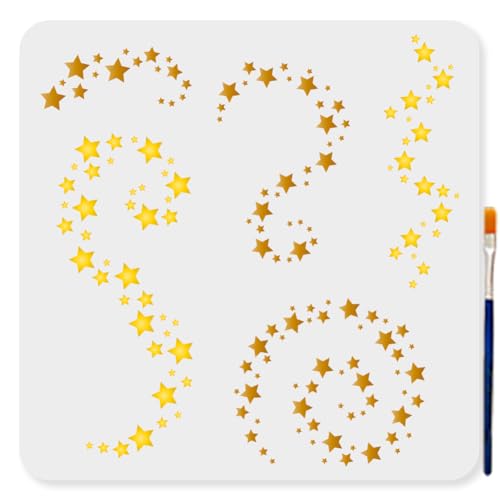 MAYJOYDIY Twinkle Star Schablone 30×30cm Geordnete Sternmuster Malschablonen 5 Stile Star River Galaxy Schablone Sternhaufen Vorlage Zum Malen Für Holz Wände Fenster Heimwerker Dekoration von MAYJOYDIY