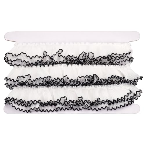 MAYJOYDIY Weiß Rüschen Spitzenbesatz 5 m×30mm Plissiertes Chiffon Schwarz Passende Borte Aus Polyester Elastisches Spitzenband Für Selbstgemachte Kopfbedeckungen Nähkleider Hochzeitsdekorationen MAYJOYDIY Weiß Rüschen Spitzenbesatz 5 m×30mm Plissiertes Chiffon Schwarz Passende Borte Aus Polyester Elastisches Spitzenband Für Selbstgemachte Kopfbedeckungen Nähkleider Hochzeitsdekorationen von MAYJOYDIY