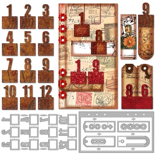 MAYJOYDIY Zahlenetiketten Metall Stanzformen Vintage Zahnradanhängern Prägeschablone Planungsseiten Prägung Schnitte Vorlage Für Karten Scrapbooking Alben Handgemachte Geschenke Dekoration von MAYJOYDIY