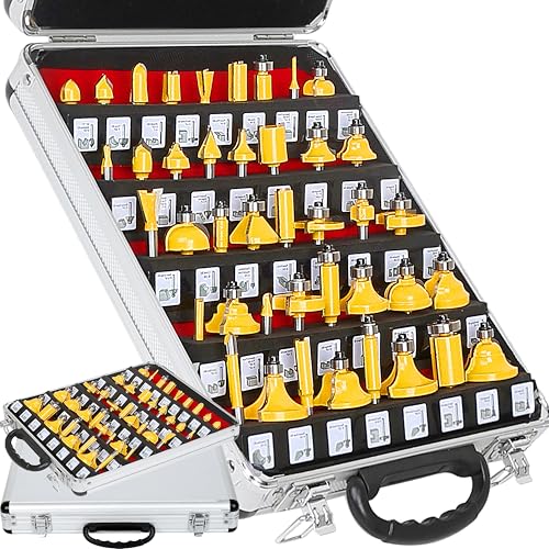 MAYLINE-TECH MAYLINEE 41-teiliges Nutfräser Bits Set 0 635 6,35 mm (1/4 Zoll) Schaft, Schrank Schiene und-Hochplatten-Fräser-Bit-Set, Holzfräser, Holzbearbeitungswerkzeug (F-CG04) von MAYLINE-TECH