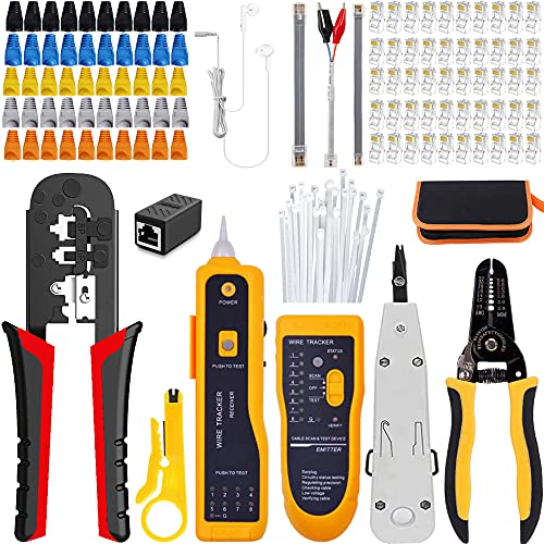 Mayline CAT5 CAT6 RJ45-Tester, Crimpzange, Netzwerkkabel, Werkzeugset für Computerreparatur RJ11 RJ12 Professional Wartung von LAN-Kabeltester (rot) von MAYLINE-TECH