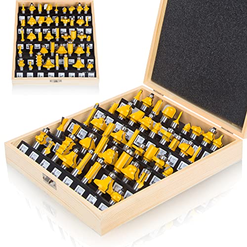 MAYLINEE 43 Fräser Set Fräser Für oberfräse STÜCKE 0 635 12.7MM (1/2 Zoll) Schaft Wolframkarbid Fräser Bit Set Kantenfräser Holz Fräser Schrank Router Bit Set(1/2YH) von MAYLINEE-TECH