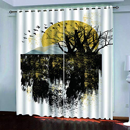 Blickdichte Vorhänge Kinderzimmer 3D Gelbe Vollmond-Baumkunst Thermovorhang Kälteschutz Gardinen Mit Ösen Vorhang Wärmeisolierend 160x200 cm Verdunklungsvorhänge Wohnzimmer Schlafzimmer Modern Blickdichte Vorhänge Kinderzimmer 3D Gelbe Vollmond-Baumkunst Thermovorhang Kälteschutz Gardinen Mit Ösen Vorhang Wärmeisolierend 160x200 cm Verdunklungsvorhänge Wohnzimmer Schlafzimmer Modern von MAYNUO