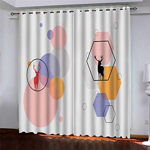 Blickdichte Vorhänge Kinderzimmer 3D Rosa Geometrische Quadrate Thermovorhang Kälteschutz Gardinen Mit Ösen Vorhang Wärmeisolierend 160x200 cm Verdunklungsvorhänge Wohnzimmer Schlafzimmer Modern von MAYNUO