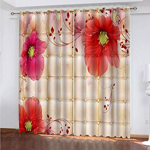 Blickdichte Vorhänge Mit Motiv 3D Rote Blumen Kreativ Kinder Gardinen Ösen Gardine Thermo 280x160 cm Schlafzimmer Kinderzimmer Vorhange Dekoratives Muster, Verdunklungsvorhänge Blickdichte Vorhänge Mit Motiv 3D Rote Blumen Kreativ Kinder Gardinen Ösen Gardine Thermo 280x160 cm Schlafzimmer Kinderzimmer Vorhange Dekoratives Muster, Verdunklungsvorhänge von MAYNUO