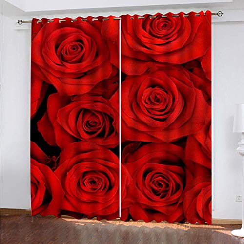 Blickdichte Vorhänge Mit Motiv 3D Roter Rosendruck Kinder Gardinen Ösen Gardine Thermo 280x160 cm Schlafzimmer Kinderzimmer Vorhange Dekoratives Muster, Verdunklungsvorhänge Blickdichte Vorhänge Mit Motiv 3D Roter Rosendruck Kinder Gardinen Ösen Gardine Thermo 280x160 cm Schlafzimmer Kinderzimmer Vorhange Dekoratives Muster, Verdunklungsvorhänge von MAYNUO