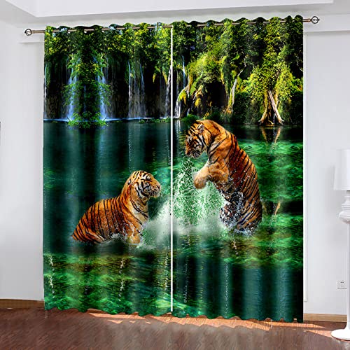 Blickdichte Vorhänge Mit Motiv 3D Tiger Im See Kinder Gardinen Blickdicht Ösen Gardine Thermo 264x214 cm Schlafzimmer Kinderzimmer Vorhänge Dekoratives Muster, Verdunklungsvorhänge Blickdichte Vorhänge Mit Motiv 3D Tiger Im See Kinder Gardinen Blickdicht Ösen Gardine Thermo 264x214 cm Schlafzimmer Kinderzimmer Vorhänge Dekoratives Muster, Verdunklungsvorhänge von MAYNUO