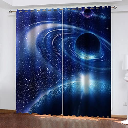 MAYNUO Lichtundurchlässige Vorhänge Mit Ösen Für Schlafzimmer Kinderzimmer Geräuschreduzierung 2Er Set 3D Blauer Weltraum Planet Blickdichte Gardinen 264x240 cm Verdunkelungsvorhang, Thermovorhang MAYNUO Lichtundurchlässige Vorhänge Mit Ösen Für Schlafzimmer Kinderzimmer Geräuschreduzierung 2Er Set 3D Blauer Weltraum Planet Blickdichte Gardinen 264x240 cm Verdunkelungsvorhang, Thermovorhang von MAYNUO