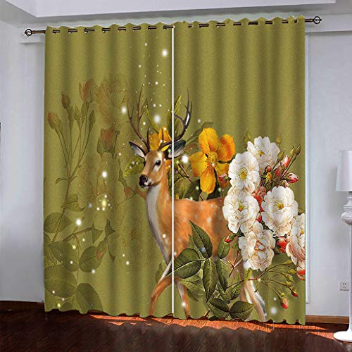 MAYNUO Thermovorhang Fensterdekoration 3D Blumen Und Tiere Elche Gardinen Druck Verdunkelung Vorhänge Für Kinderzimmer Wohnzimmer Fenster Thermovorhang 264x214Cm 2 Stück Ösenvorhang Blickdicht MAYNUO Thermovorhang Fensterdekoration 3D Blumen Und Tiere Elche Gardinen Druck Verdunkelung Vorhänge Für Kinderzimmer Wohnzimmer Fenster Thermovorhang 264x214Cm 2 Stück Ösenvorhang Blickdicht von MAYNUO