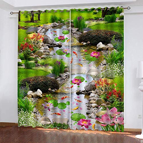 MAYNUO Thermovorhang Fensterdekoration 3D Garten Bach Landschaft Gardinen Druck Verdunkelung Vorhänge Für Kinderzimmer Wohnzimmer Fenster Thermovorhang 264x214Cm 2 Stück Ösenvorhang Blickdicht MAYNUO Thermovorhang Fensterdekoration 3D Garten Bach Landschaft Gardinen Druck Verdunkelung Vorhänge Für Kinderzimmer Wohnzimmer Fenster Thermovorhang 264x214Cm 2 Stück Ösenvorhang Blickdicht von MAYNUO