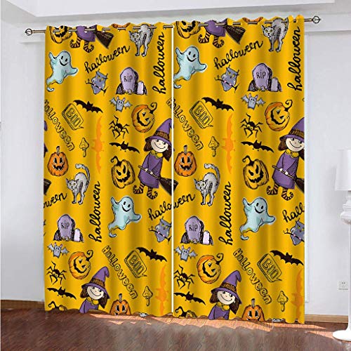MAYNUO Thermovorhang Fensterdekoration 3D Gelbe Halloween-Hexe Gardinen Druck Verdunkelung Vorhänge Für Kinderzimmer Wohnzimmer Fenster Thermovorhang 264x214Cm 2 Stück Ösenvorhang Blickdicht MAYNUO Thermovorhang Fensterdekoration 3D Gelbe Halloween-Hexe Gardinen Druck Verdunkelung Vorhänge Für Kinderzimmer Wohnzimmer Fenster Thermovorhang 264x214Cm 2 Stück Ösenvorhang Blickdicht von MAYNUO