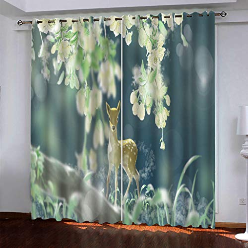 MAYNUO Verdunklungsvorhänge 3D Blumen Und Rehe Tiere Gardinen Mit Ösen Blickdichte Vorhänge Für Schlafzimmer Wohnzimmer 200x160 cm Vorhang Kinderzimmer Junge, 2Er Set Gardinen Mit Ösen, Abdunkelnde MAYNUO Verdunklungsvorhänge 3D Blumen Und Rehe Tiere Gardinen Mit Ösen Blickdichte Vorhänge Für Schlafzimmer Wohnzimmer 200x160 cm Vorhang Kinderzimmer Junge, 2Er Set Gardinen Mit Ösen, Abdunkelnde von MAYNUO