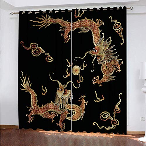 MAYNUO Verdunklungsvorhänge 3D Gelbe Drachen-Totems Gardinen Mit Ösen Blickdichte Vorhänge Für Schlafzimmer Wohnzimmer 200x160 cm Vorhang Kinderzimmer Junge, 2Er Set Gardinen Mit Ösen, Abdunkelnde MAYNUO Verdunklungsvorhänge 3D Gelbe Drachen-Totems Gardinen Mit Ösen Blickdichte Vorhänge Für Schlafzimmer Wohnzimmer 200x160 cm Vorhang Kinderzimmer Junge, 2Er Set Gardinen Mit Ösen, Abdunkelnde von MAYNUO
