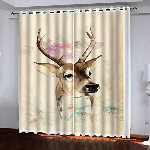 MAYNUO Verdunklungsvorhänge 3D Retro-Blumen Und REH Gardinen Mit Ösen Blickdichte Vorhänge Für Schlafzimmer Wohnzimmer 200x160 cm Vorhang Kinderzimmer Junge, 2Er Set Gardinen Mit Ösen, Abdunkelnde MAYNUO Verdunklungsvorhänge 3D Retro-Blumen Und REH Gardinen Mit Ösen Blickdichte Vorhänge Für Schlafzimmer Wohnzimmer 200x160 cm Vorhang Kinderzimmer Junge, 2Er Set Gardinen Mit Ösen, Abdunkelnde von MAYNUO