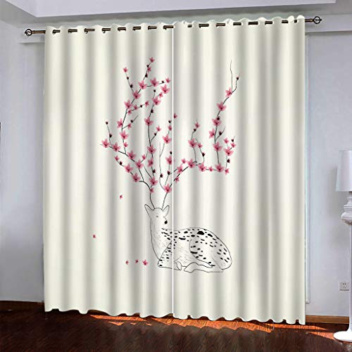 MAYNUO Verdunklungsvorhänge 3D Rosa Blumen Hirsch Gardinen Mit Ösen Blickdichte Vorhänge Für Schlafzimmer Wohnzimmer 200x160 cm Vorhang Kinderzimmer Junge, 2Er Set Gardinen Mit Ösen, Abdunkelnde MAYNUO Verdunklungsvorhänge 3D Rosa Blumen Hirsch Gardinen Mit Ösen Blickdichte Vorhänge Für Schlafzimmer Wohnzimmer 200x160 cm Vorhang Kinderzimmer Junge, 2Er Set Gardinen Mit Ösen, Abdunkelnde von MAYNUO
