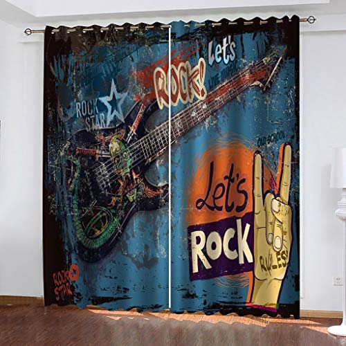 MAYNUO Verdunklungsvorhänge 3D Vintage Musik Gitarre Gardinen Mit Ösen Blickdichte Vorhänge Für Schlafzimmer Wohnzimmer 200x160 cm Vorhang Kinderzimmer Junge, 2Er Set Gardinen Mit Ösen, Abdunkelnde MAYNUO Verdunklungsvorhänge 3D Vintage Musik Gitarre Gardinen Mit Ösen Blickdichte Vorhänge Für Schlafzimmer Wohnzimmer 200x160 cm Vorhang Kinderzimmer Junge, 2Er Set Gardinen Mit Ösen, Abdunkelnde von MAYNUO