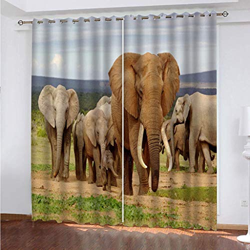 MAYNUO Verdunklungsvorhänge Kinderzimmer 3D Grasland Tier Elefant Vorhang Blickdicht Gardinen Mädchen 140x160 cm Vorhänge Für Schlafzimmer Wohnzimmer, Verdunkelung Mit Ösen MAYNUO Verdunklungsvorhänge Kinderzimmer 3D Grasland Tier Elefant Vorhang Blickdicht Gardinen Mädchen 140x160 cm Vorhänge Für Schlafzimmer Wohnzimmer, Verdunkelung Mit Ösen von MAYNUO