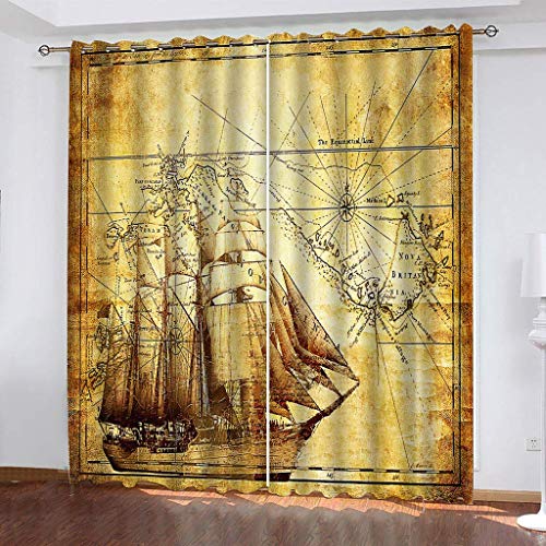 MAYNUO Verdunklungsvorhänge Kinderzimmer 3D Retro-Seekarte Vorhang Blickdicht Gardinen Mädchen 140x160 cm Vorhänge Für Schlafzimmer Wohnzimmer, Verdunkelung Mit Ösen MAYNUO Verdunklungsvorhänge Kinderzimmer 3D Retro-Seekarte Vorhang Blickdicht Gardinen Mädchen 140x160 cm Vorhänge Für Schlafzimmer Wohnzimmer, Verdunkelung Mit Ösen von MAYNUO
