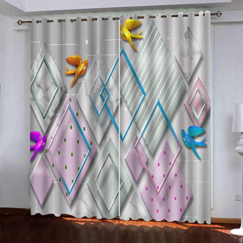 MAYNUO Verdunklungsvorhänge Kinderzimmer 3D Rosa Geometrische Vögel Vorhang Blickdicht Gardinen Mädchen 140x160 cm Vorhänge Für Schlafzimmer Wohnzimmer, Verdunkelung Mit Ösen MAYNUO Verdunklungsvorhänge Kinderzimmer 3D Rosa Geometrische Vögel Vorhang Blickdicht Gardinen Mädchen 140x160 cm Vorhänge Für Schlafzimmer Wohnzimmer, Verdunkelung Mit Ösen von MAYNUO