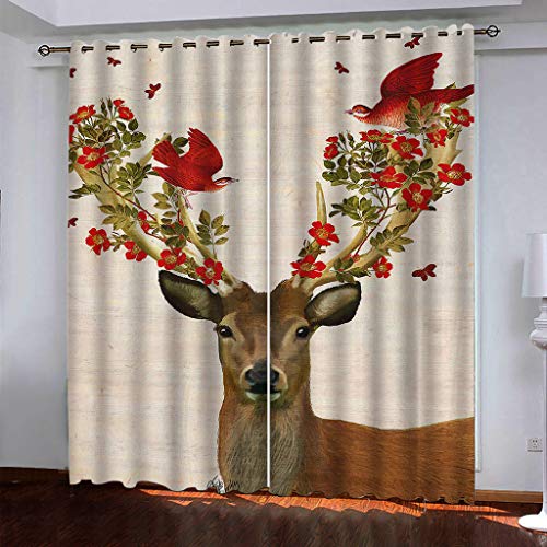 MAYNUO Verdunklungsvorhänge Kinderzimmer 3D Rote Blumen Und Rehe Vorhang Blickdicht Gardinen Mädchen 140x160 cm Vorhänge Für Schlafzimmer Wohnzimmer, Verdunkelung Mit Ösen MAYNUO Verdunklungsvorhänge Kinderzimmer 3D Rote Blumen Und Rehe Vorhang Blickdicht Gardinen Mädchen 140x160 cm Vorhänge Für Schlafzimmer Wohnzimmer, Verdunkelung Mit Ösen von MAYNUO