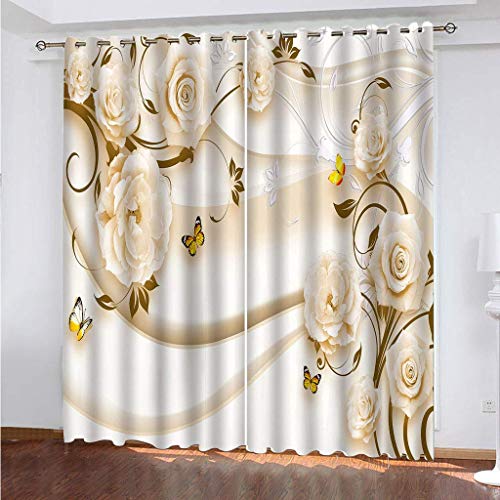 MAYNUO Verdunklungsvorhänge Kinderzimmer 3D Schmetterling Goldene Blume Vorhang Blickdicht Gardinen Mädchen 140x160 cm Vorhänge Für Schlafzimmer Wohnzimmer, Verdunkelung Mit Ösen MAYNUO Verdunklungsvorhänge Kinderzimmer 3D Schmetterling Goldene Blume Vorhang Blickdicht Gardinen Mädchen 140x160 cm Vorhänge Für Schlafzimmer Wohnzimmer, Verdunkelung Mit Ösen von MAYNUO